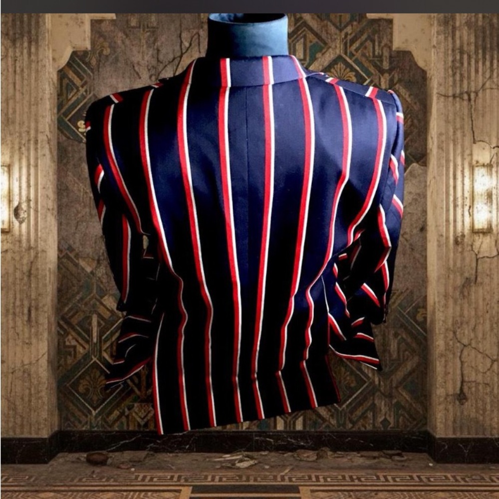 Brooks Brothers Rare Luxury Navy Blazer with Red and White Stripes High Quality - Picture 5 of 15